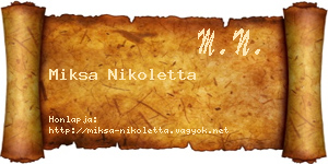 Miksa Nikoletta névjegykártya